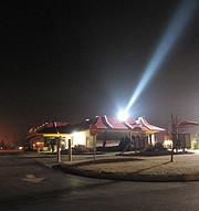 An Olathe, Kansas McDonalds with searchlight.