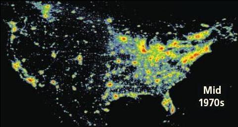 As people add more poorly aimed and unnecessary lights, the U.S. light pollution grows until we will not
be able to see the Milky Way or the stars.